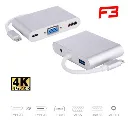Cabo Adaptador Tipo C P/ Hdmi Vga/usb 3.0/audio 5 Em 1